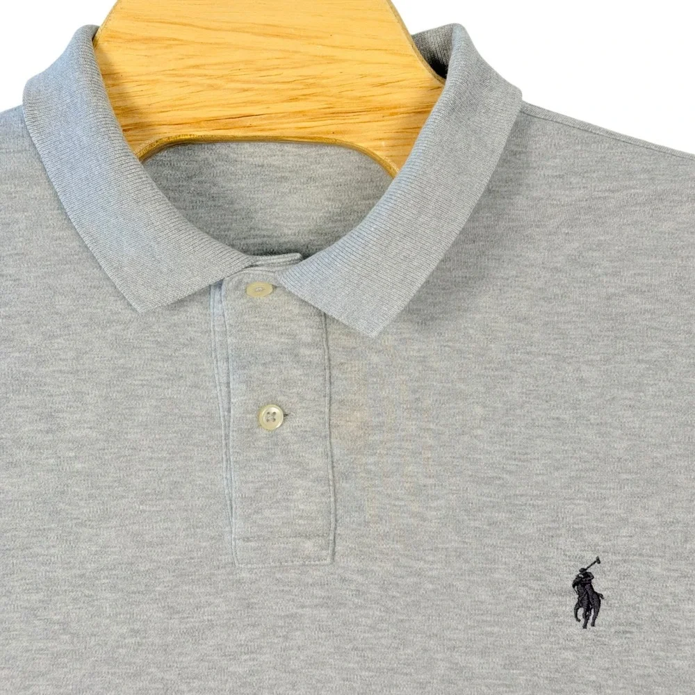 Polo Ralph Lauren Polo Shirt Mens XL Gray Classic Cotton Short Sleeve Solid Prep